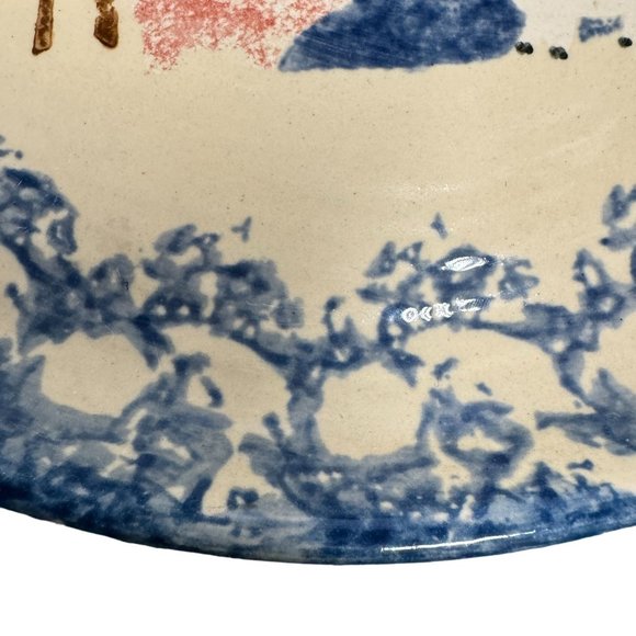 Buttermilk Acres Stoneware Blue Noahs Ark Pottery Plate 9 1/2" Signed Rare - Picture 4 of 9